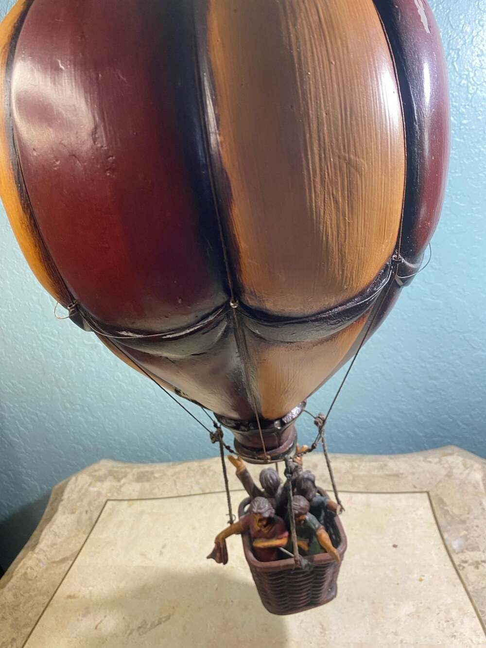 Vintage Decorative Hot Air Balloon Figurine with Passengers